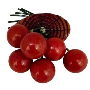 Vintage Bakelite Cherries Brooch (A1590)